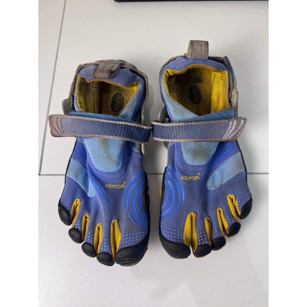 Vibram FiveFingers KSO Barefoot Shoes Womens 38 Blue Yellow Toe Running Gorpcore
